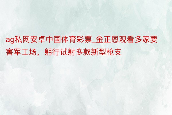 ag私网安卓中国体育彩票_金正恩观看多家要害军工场，躬行试射多款新型枪支