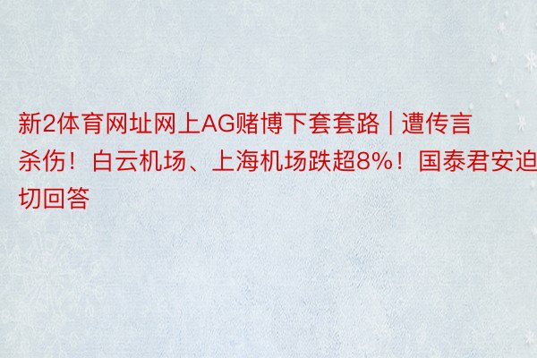 新2体育网址网上AG赌博下套套路 | 遭传言杀伤！白云机场、上海机场跌超8%！国泰君安迫切回答