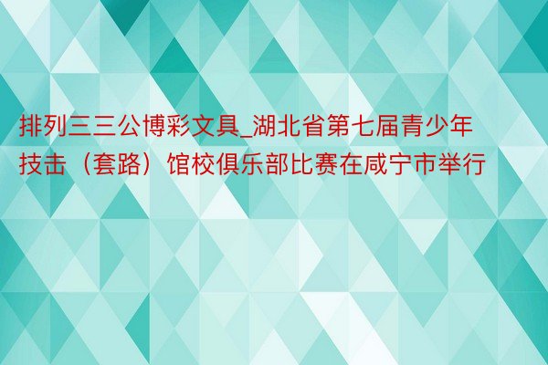 排列三三公博彩文具_湖北省第七届青少年技击（套路）馆校俱乐部比赛在咸宁市举行